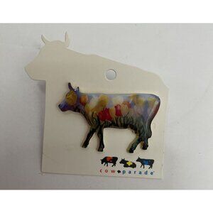 2002 Cow Parade Tulip Cow Lapel Hat Tie Pin Westland Giftware Vintage - NEW
